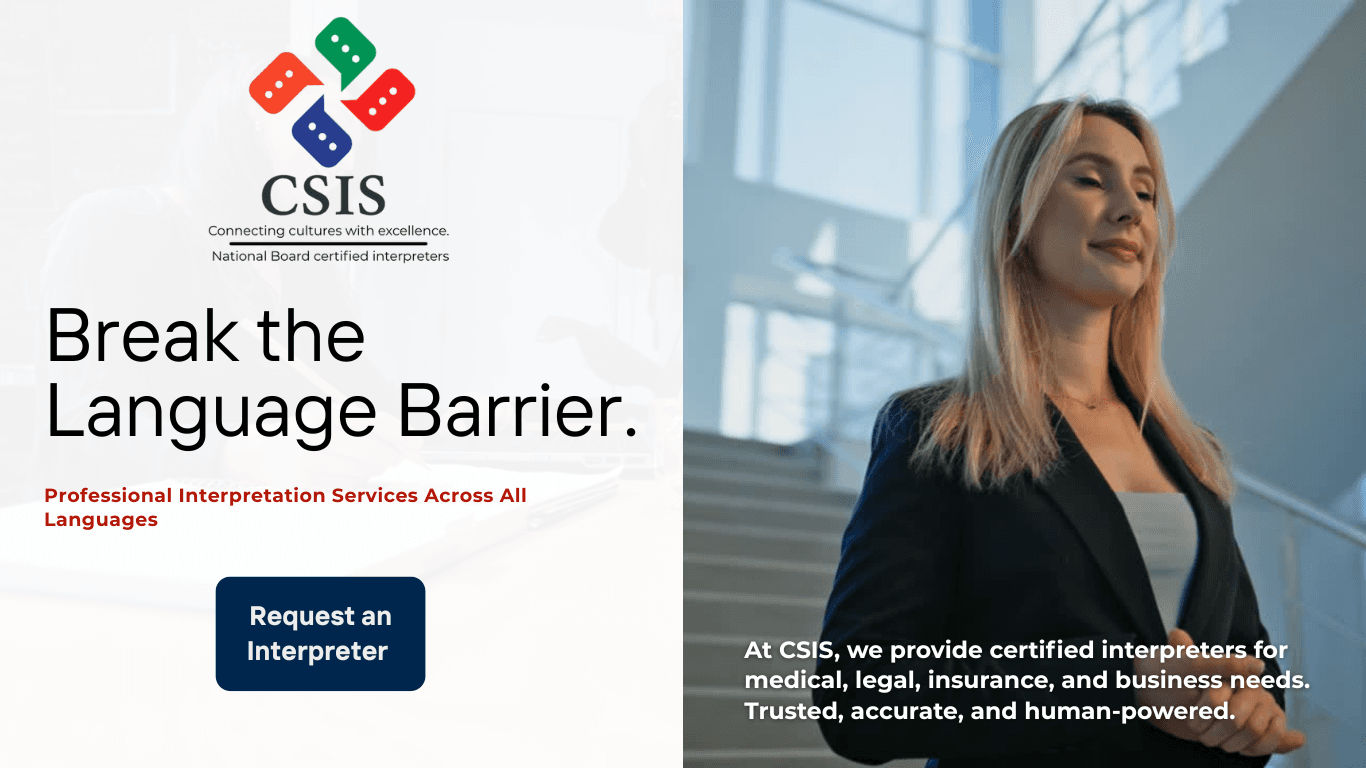 Captura de la landing page de CSIS Interpreters